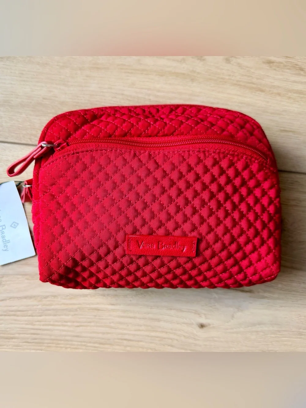 Vera Bradley Red Quilted Cosmetic Makeup Bag NWT